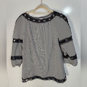 Chicos Black and White Striped Women's Top,  Size 2